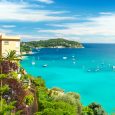 beautiful mediterranean landscape, view of luxury resort and bay, french riviera, France, near Nice and Monaco